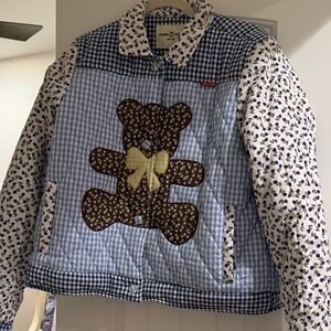 teddy fresh patchwork teddy bear jacket